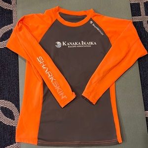 Sharkskin Paddle Jersey racing long sleeve. Outrigger paddle shirt mens L.